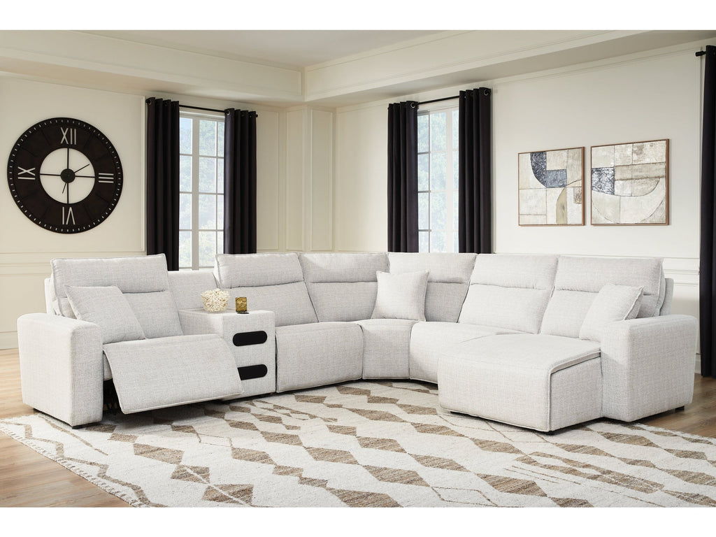 Modmax II Stone 6 Pc Reclining Sectional w/ Chaise and Audio Console