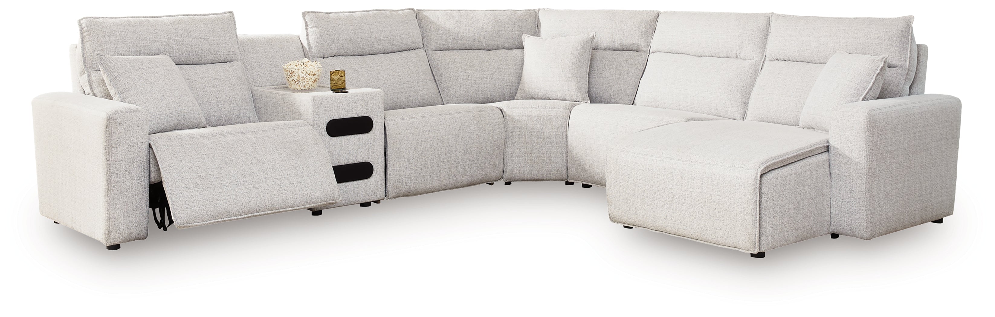 Modmax II Stone 6 Pc Reclining Sectional w/ Chaise and Audio Console