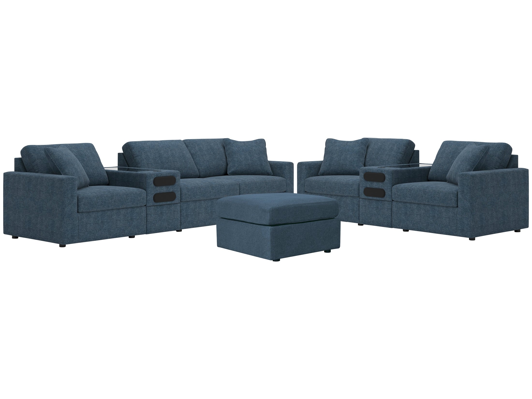 Modmax Ink 4 Pc Sectional Sofa, 3 Pc Sectional Loveseat and Ottoman