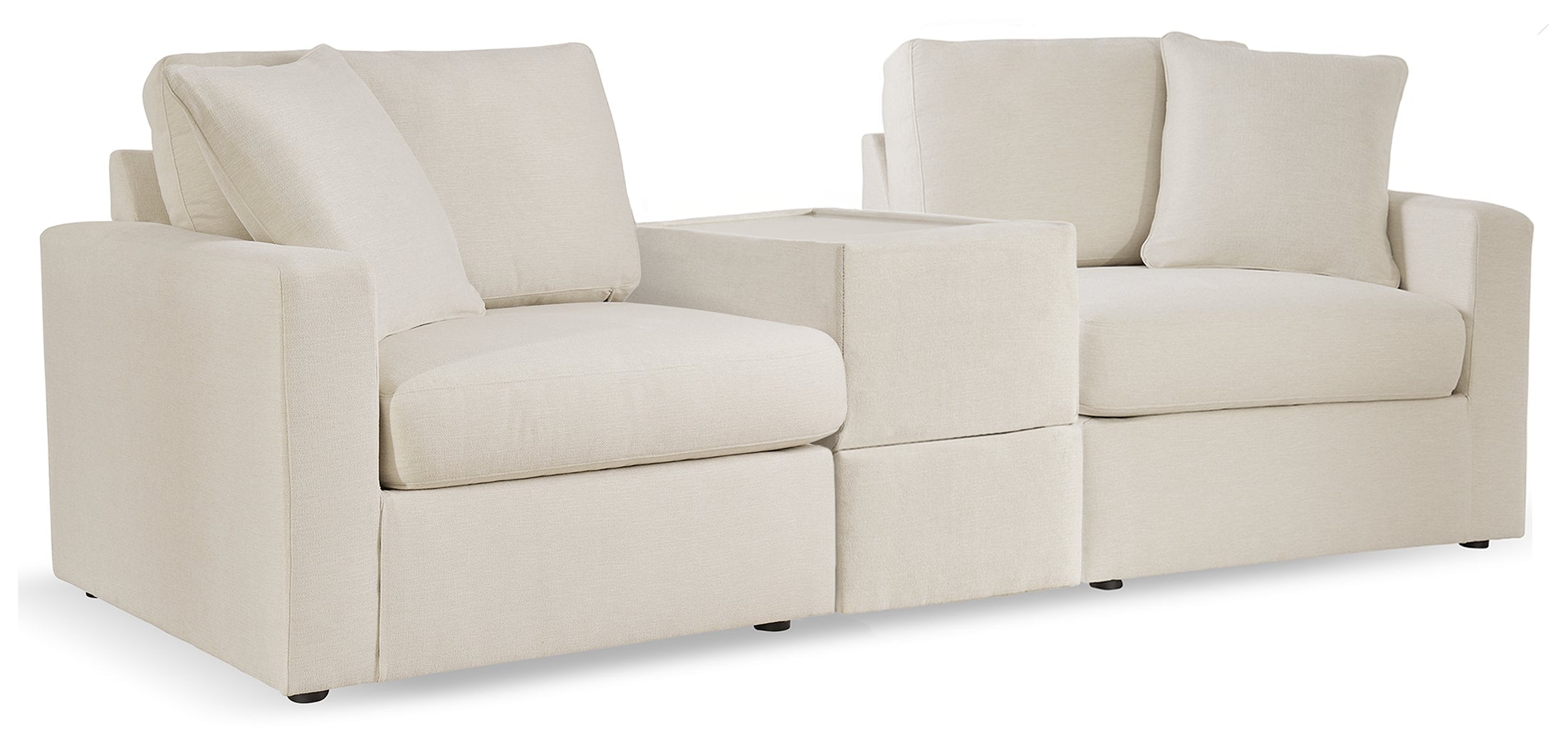 Modmax Oyster 3 Pc Sectional Sofa, 2 Pc Sectional Loveseat, Console and Swivel Glider Recl