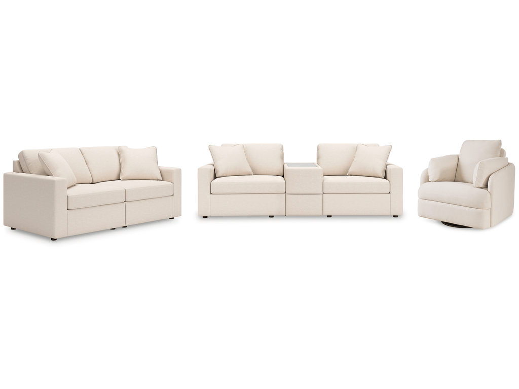 Modmax Oyster 3 Pc Sectional Sofa, 2 Pc Sectional Loveseat, Console and Swivel Glider Recl