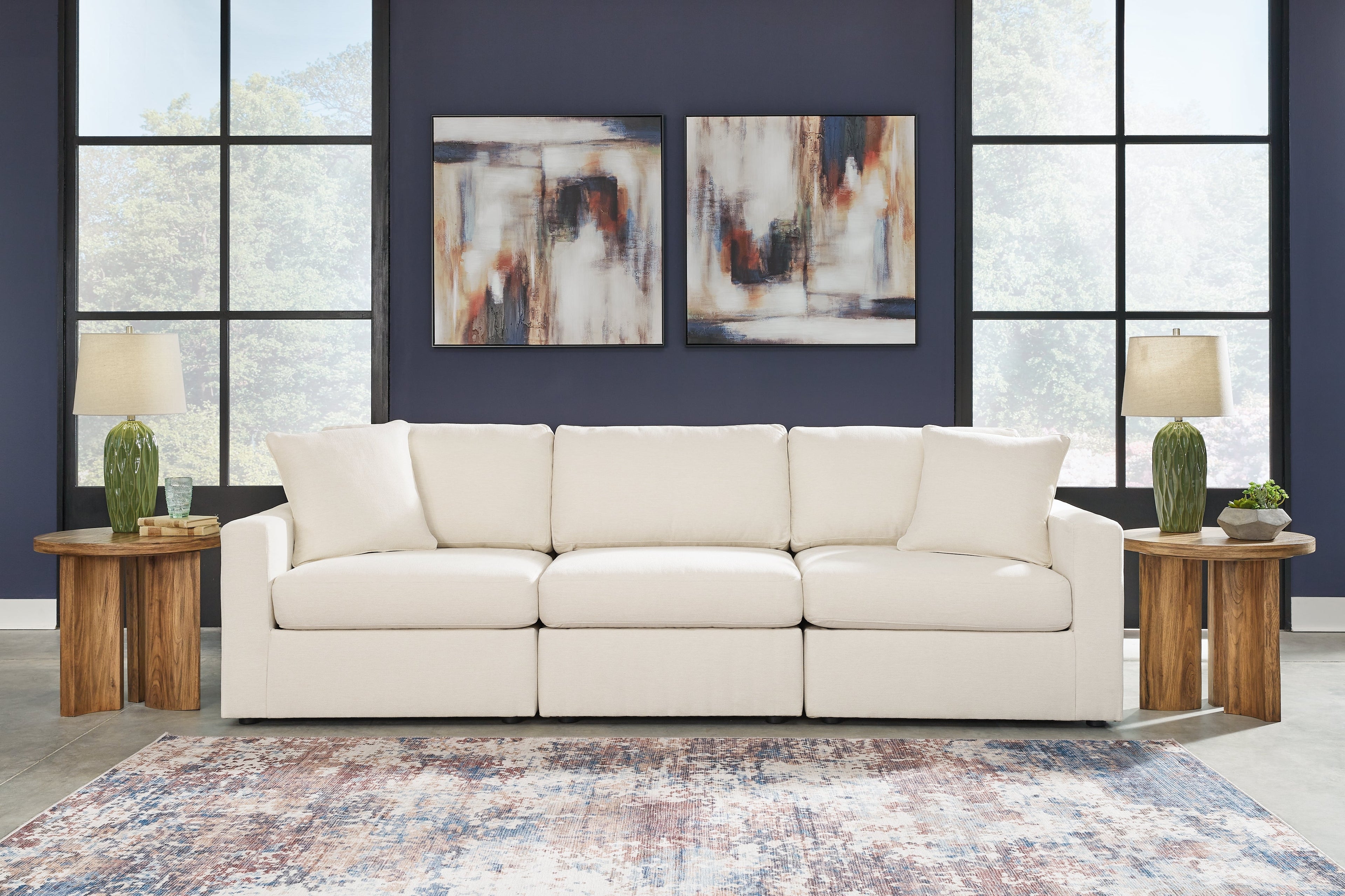 Modmax Oyster 3 Pc Sectional Sofa, 2 Pc Sectional Loveseat and Swivel Glider Recliner