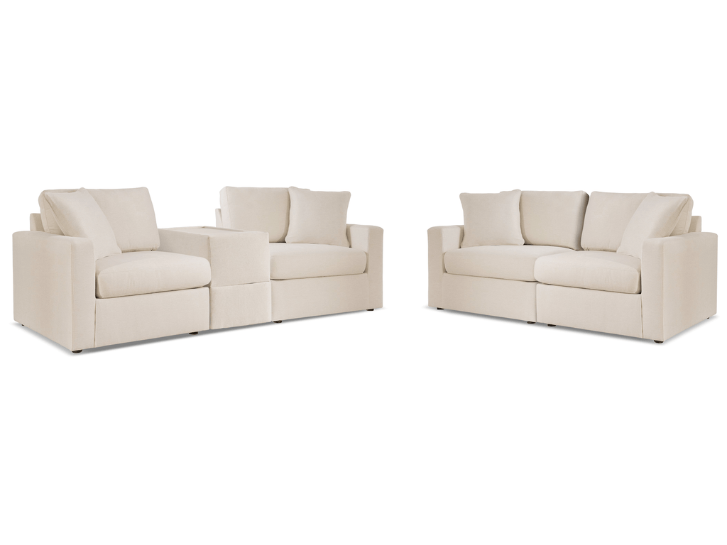 Modmax Oyster 3 Pc Sectional Sofa and 2 Pc Sectional Loveseat w/ Console