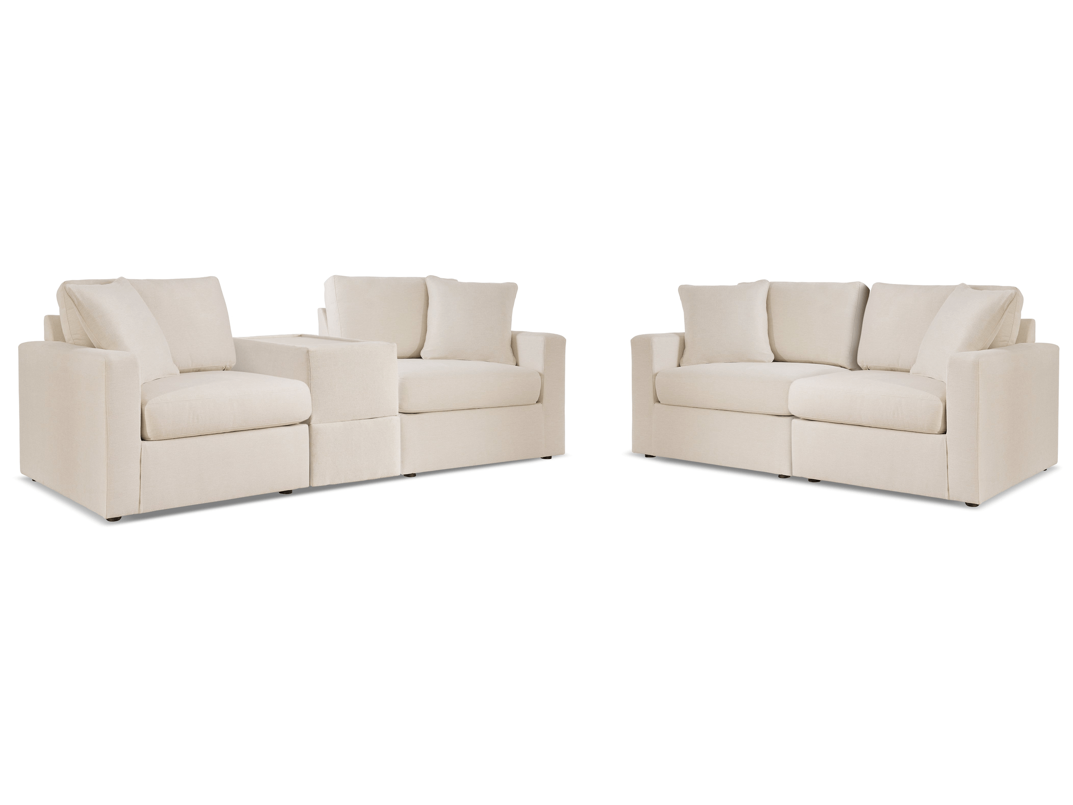 Modmax Oyster 3 Pc Sectional Sofa and 2 Pc Sectional Loveseat w/ Console