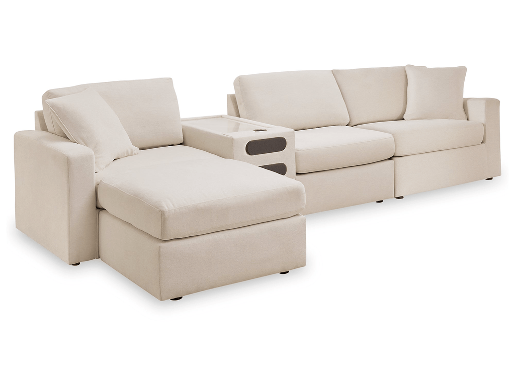 Modmax Oyster 4 Pc Sectional incl. Storage Console w/ Audio System and Ottoman