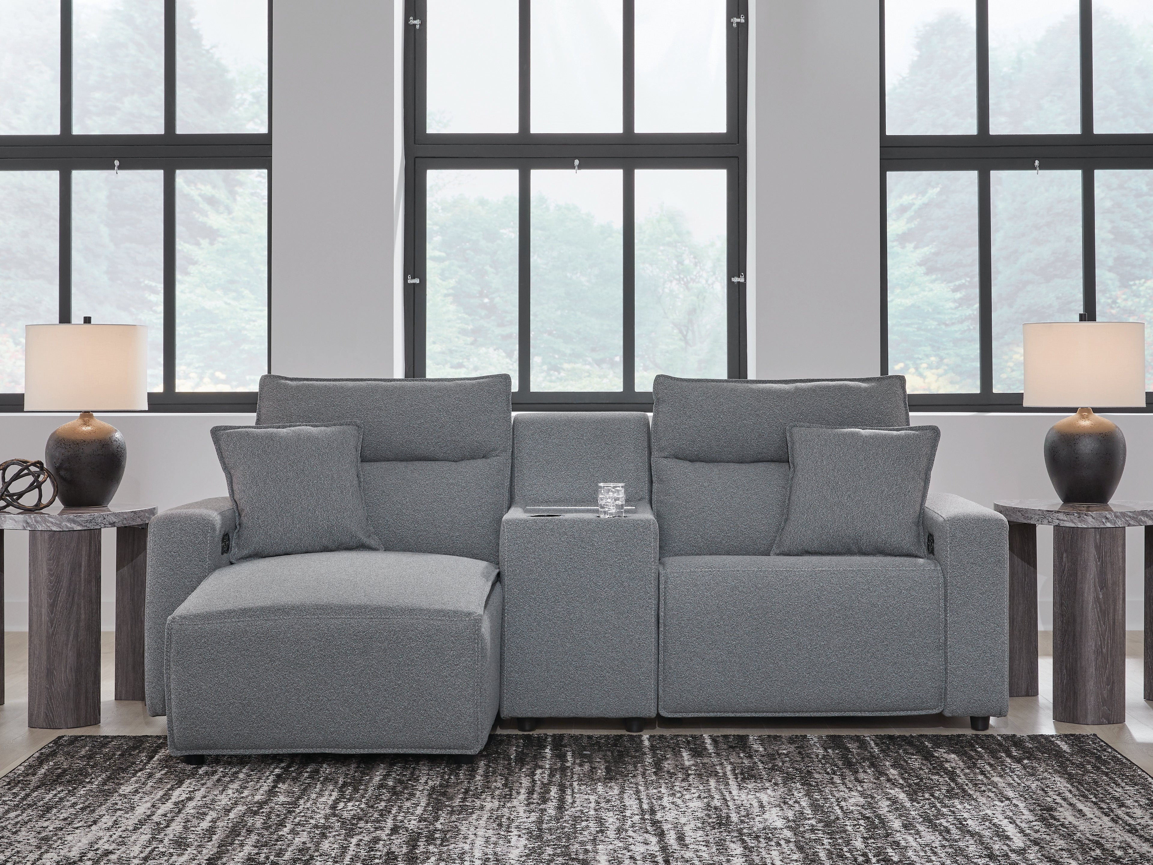 Modmax Salt and Pepper 3-Piece Power Reclining Sectional with Chaise