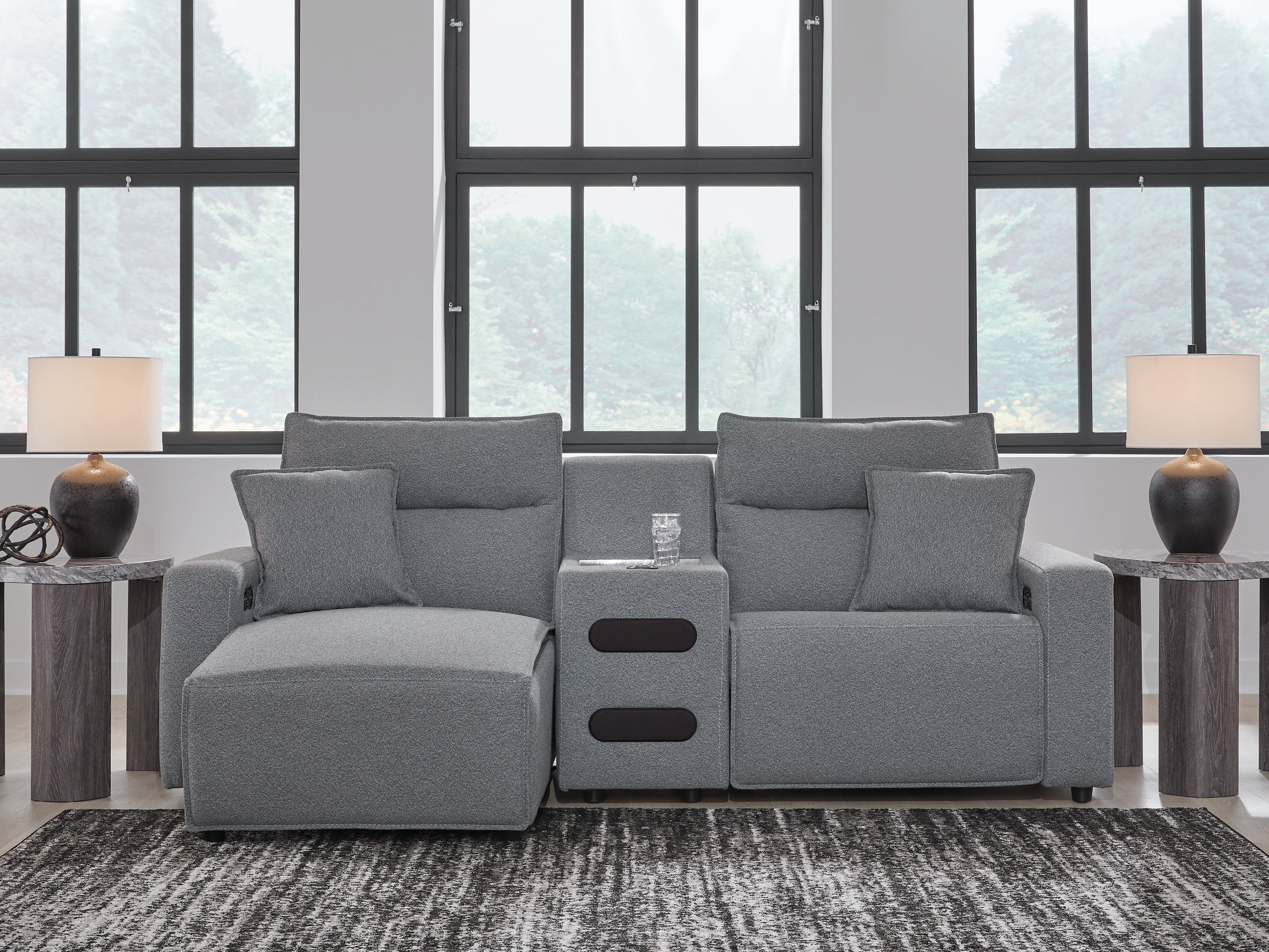 Modmax Salt and Pepper 3-Piece Power Reclining Sectional with Chaise