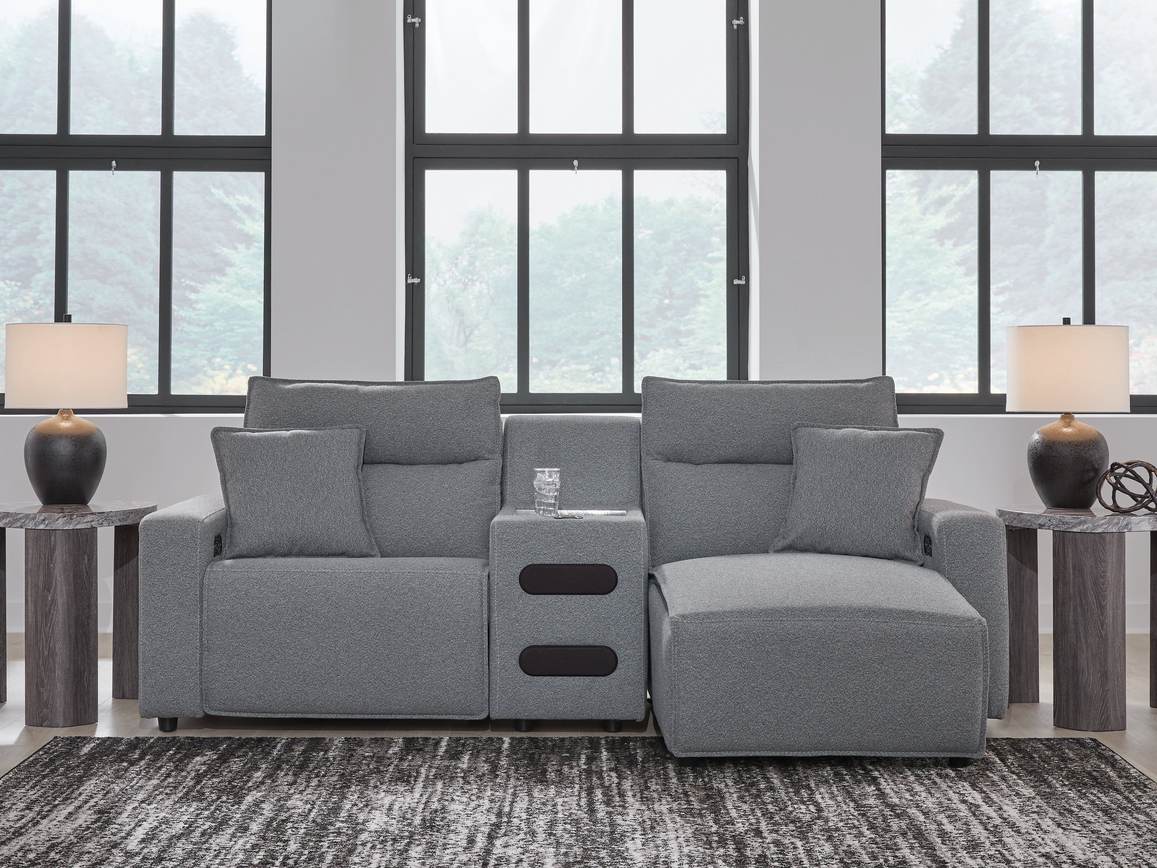 Modmax Salt and Pepper 3-Piece Power Reclining Sectional with Chaise
