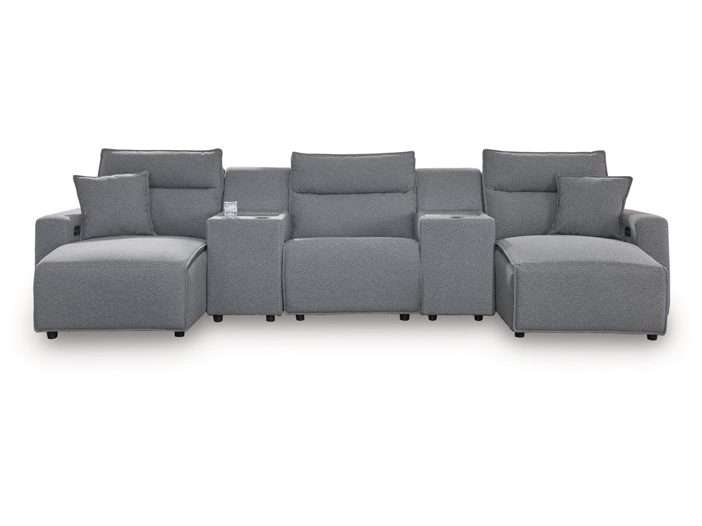 Modmax Salt and Pepper 5-Piece Power Reclining Sectional with Chaise