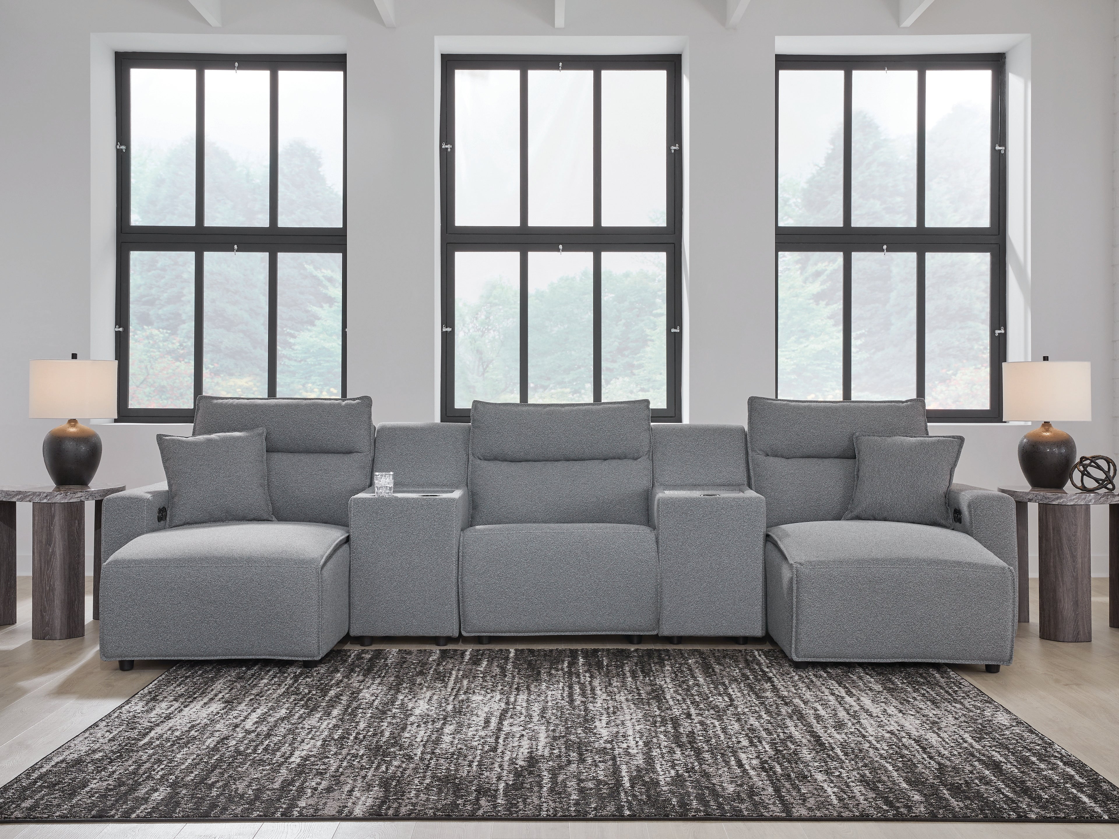 Modmax Salt and Pepper 5-Piece Power Reclining Sectional with Chaise