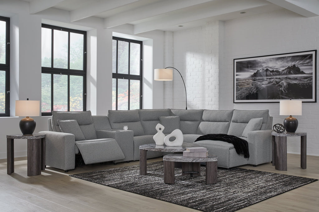 Modmax Salt and Pepper 6-Piece Power Reclining Sectional with Chaise