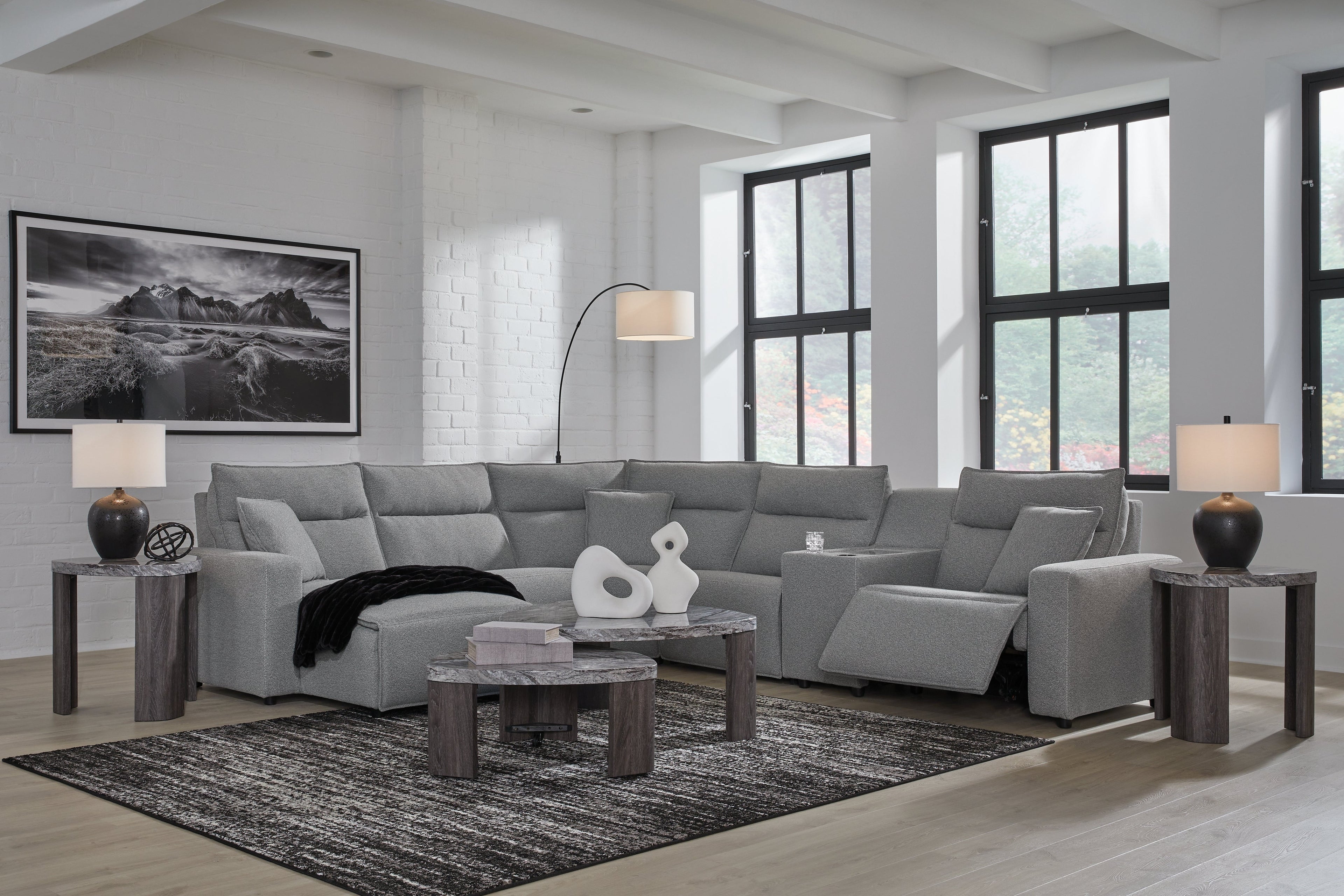 Modmax Salt and Pepper 6-Piece Power Reclining Sectional with Chaise