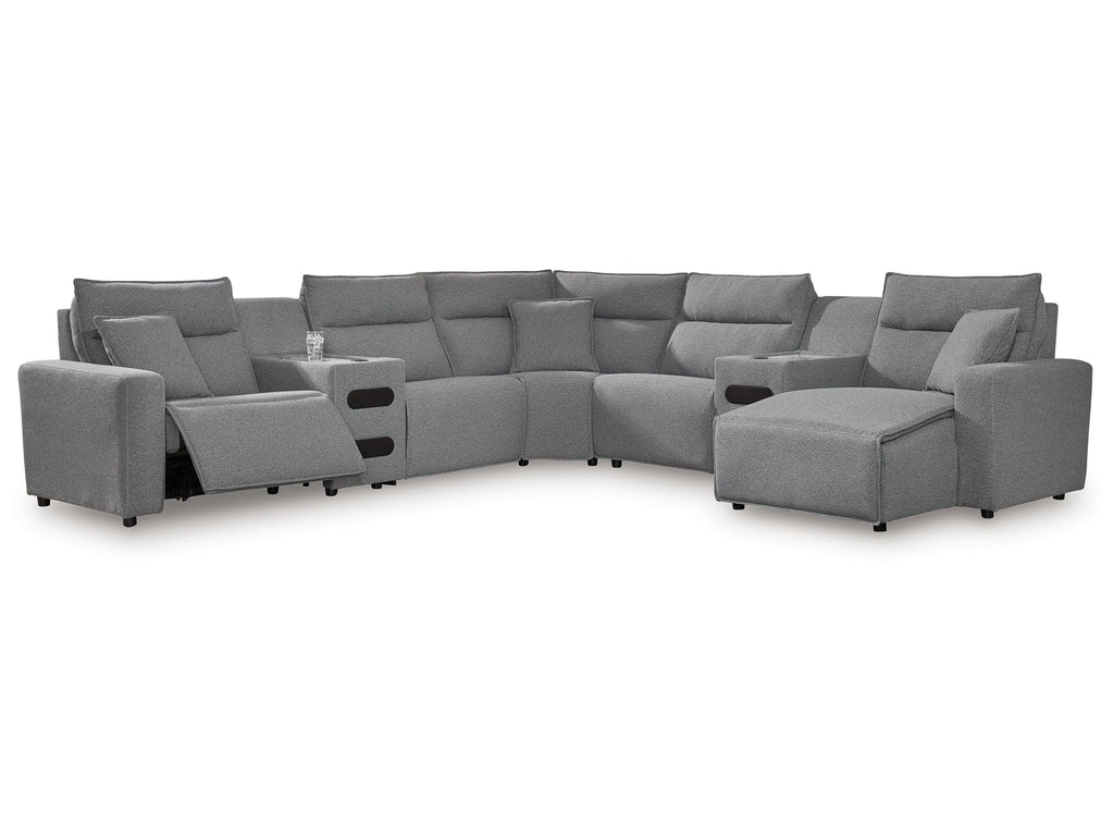 Modmax Salt and Pepper 7-Piece Power Reclining Sectional with Chaise