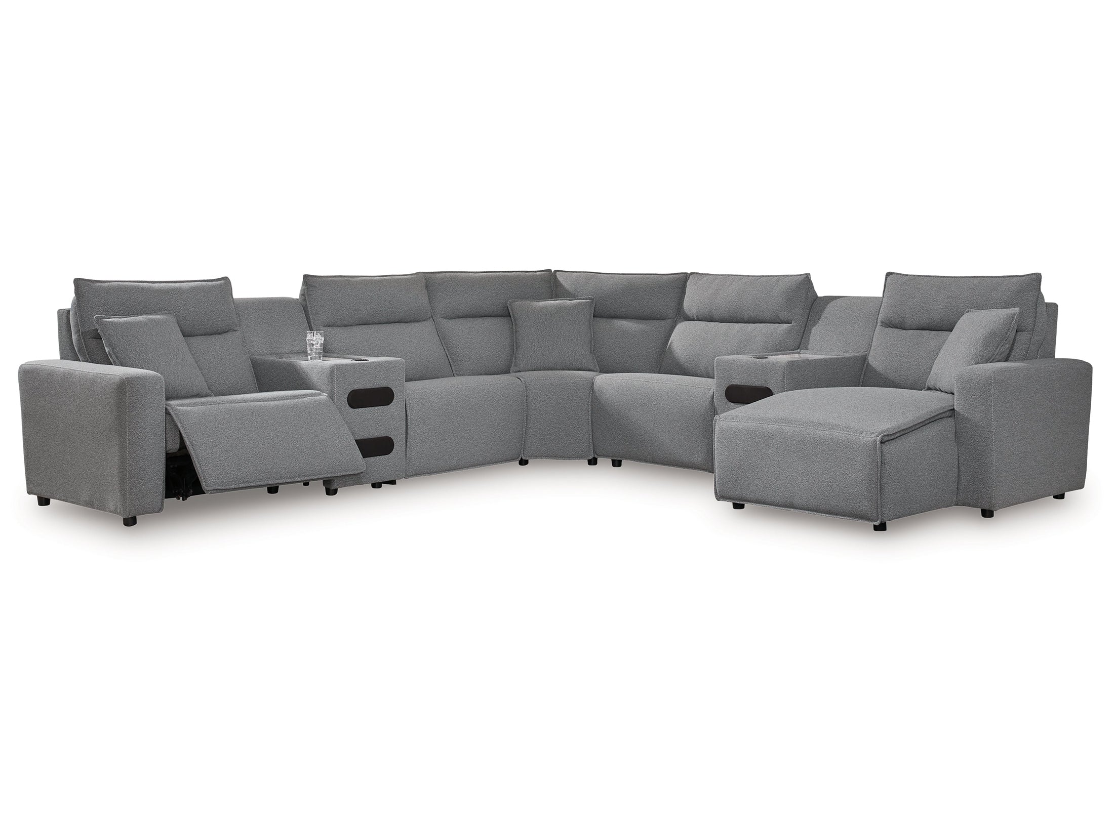 Modmax Salt and Pepper 7-Piece Power Reclining Sectional with Chaise