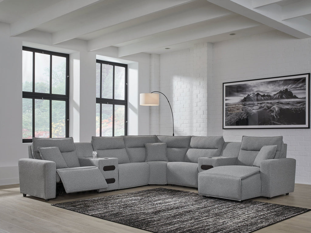 Modmax Salt and Pepper 7-Piece Power Reclining Sectional with Chaise