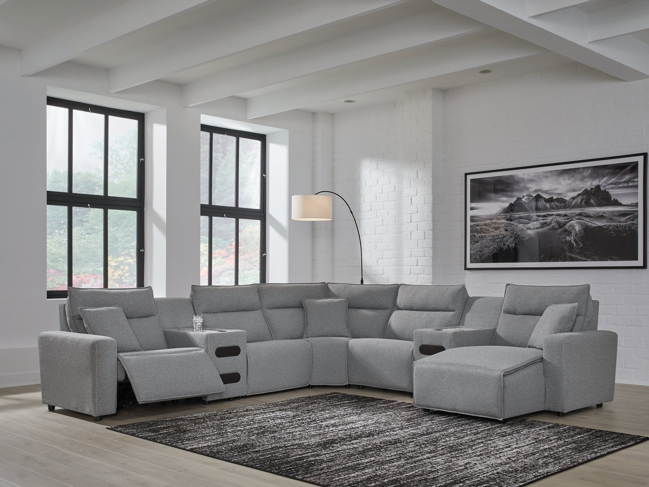 Modmax Salt and Pepper 7-Piece Power Reclining Sectional with Chaise