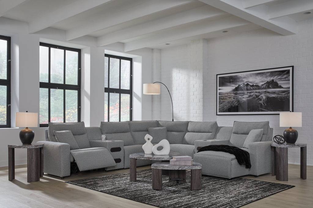 Modmax Salt and Pepper 7-Piece Power Reclining Sectional with Chaise
