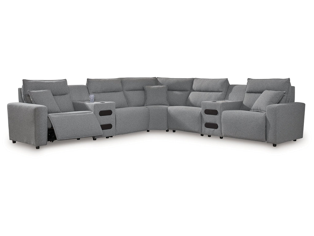 Modmax Salt and Pepper 7-Piece Power Reclining Sectional with Chaise