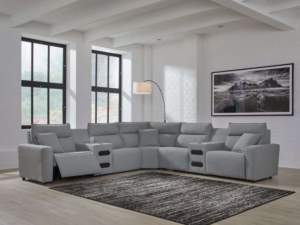 Modmax Salt and Pepper 7-Piece Power Reclining Sectional with Chaise