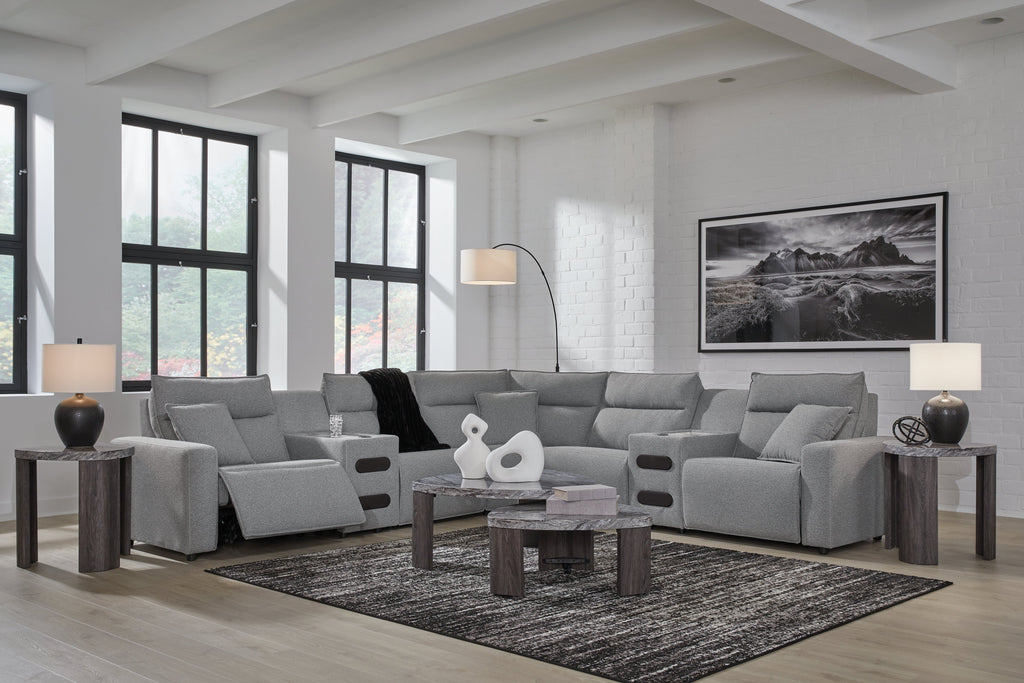 Modmax Salt and Pepper 7-Piece Power Reclining Sectional with Chaise