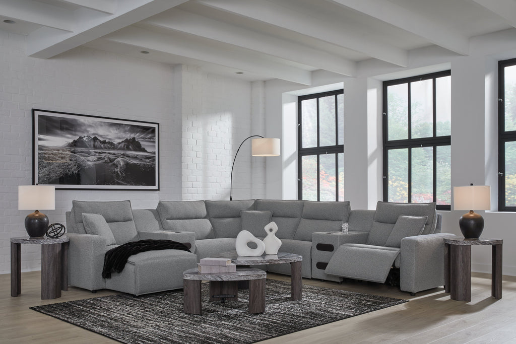 Modmax Salt and Pepper 7-Piece Power Reclining Sectional with Chaise