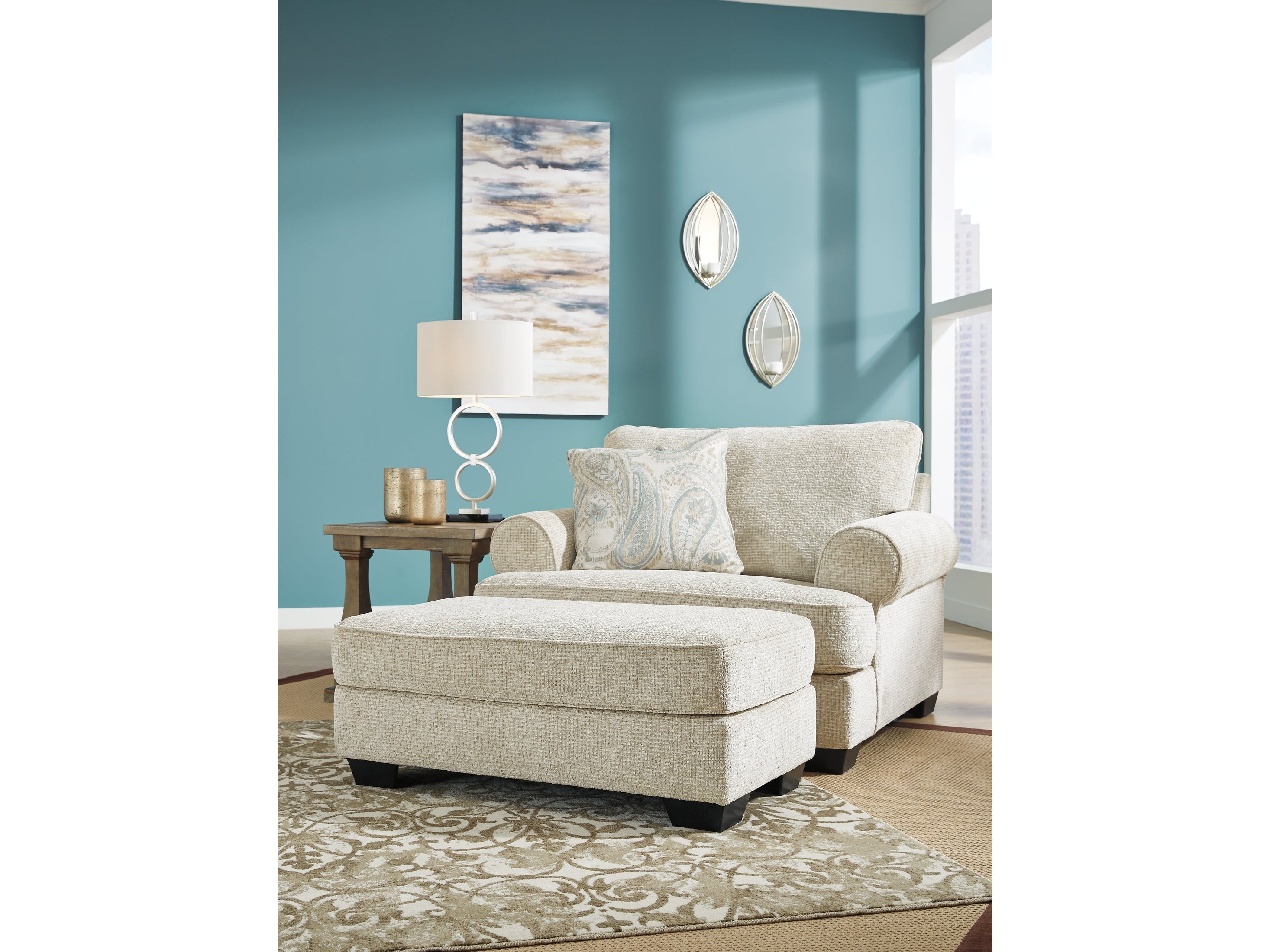 Monaghan Sandstone Oversized Chair and Ottoman