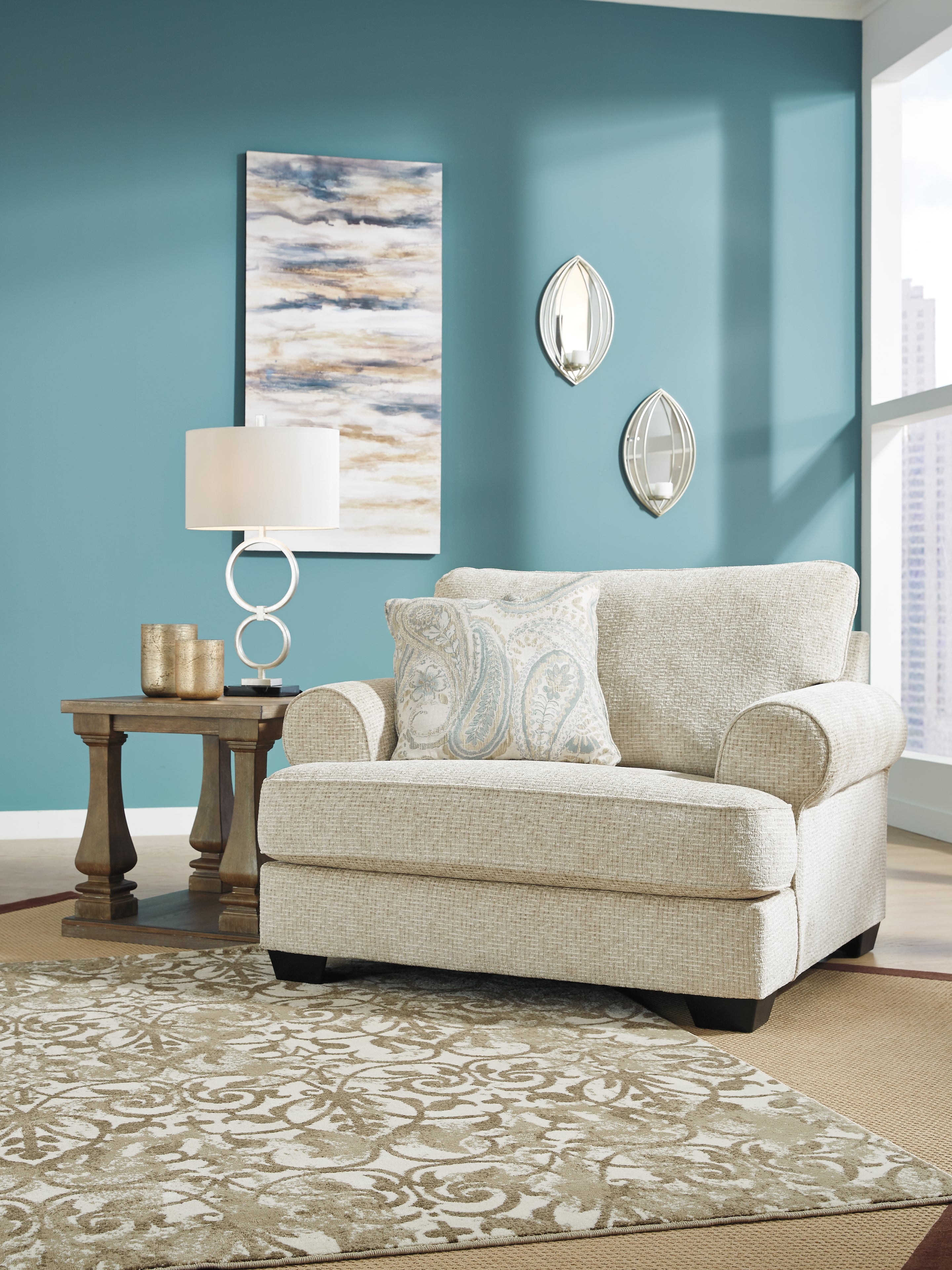 Monaghan Sandstone Oversized Chair and Ottoman