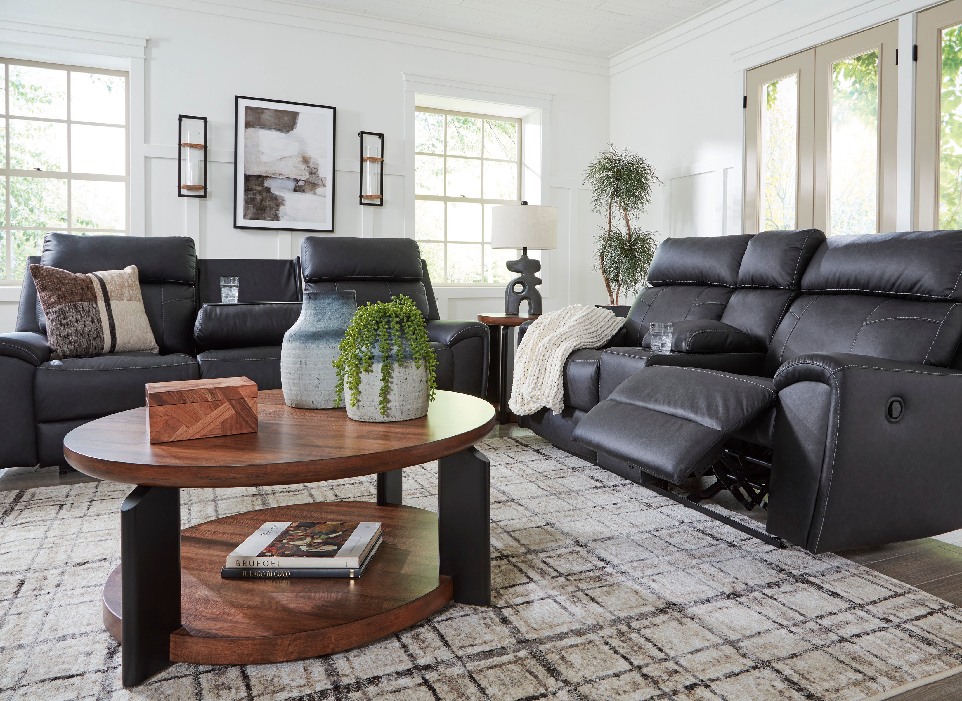 Montacute Black Reclining Sofa and Loveseat