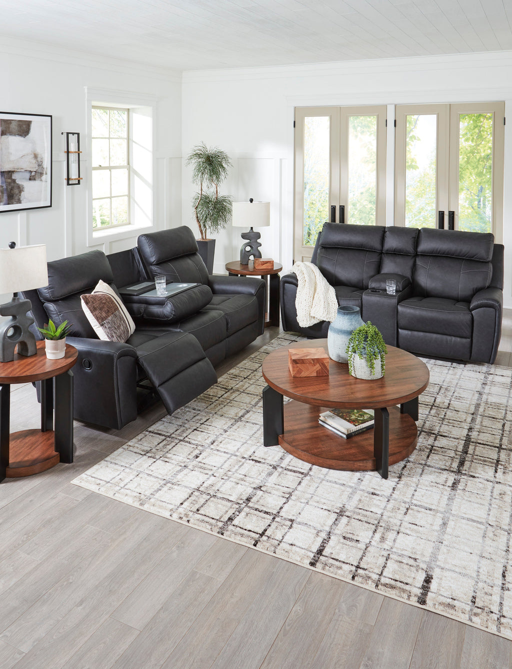 Montacute Black Reclining Sofa and Loveseat