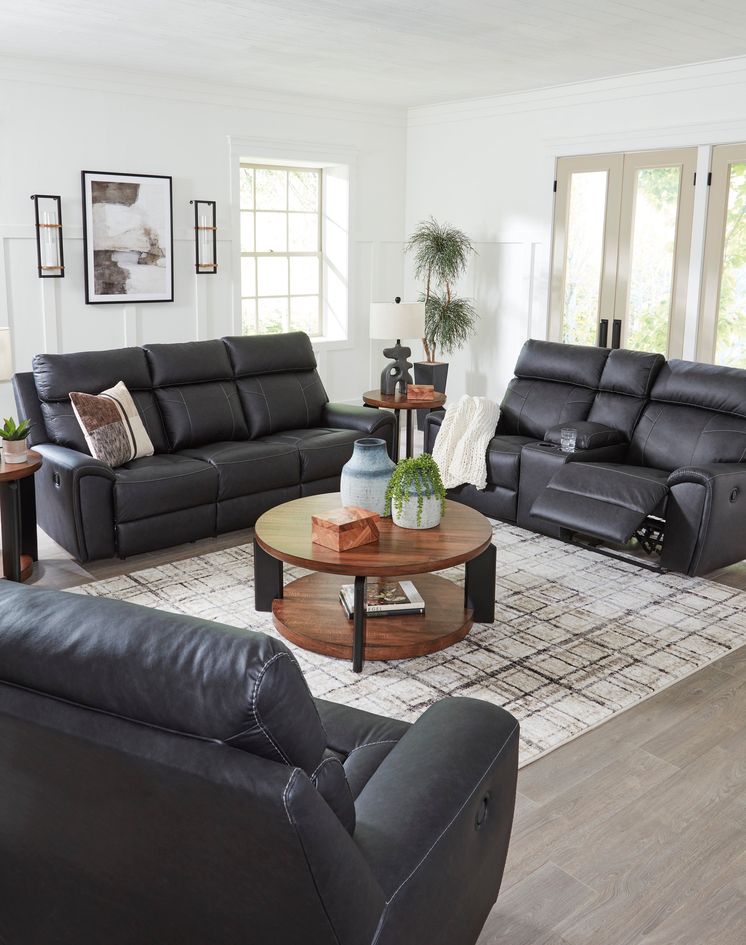 Montacute Black Reclining Sofa and Loveseat