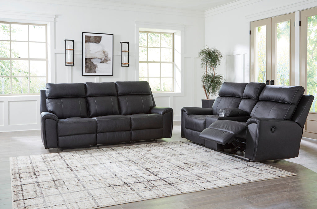 Montacute Black Reclining Sofa w/Drop Down Table