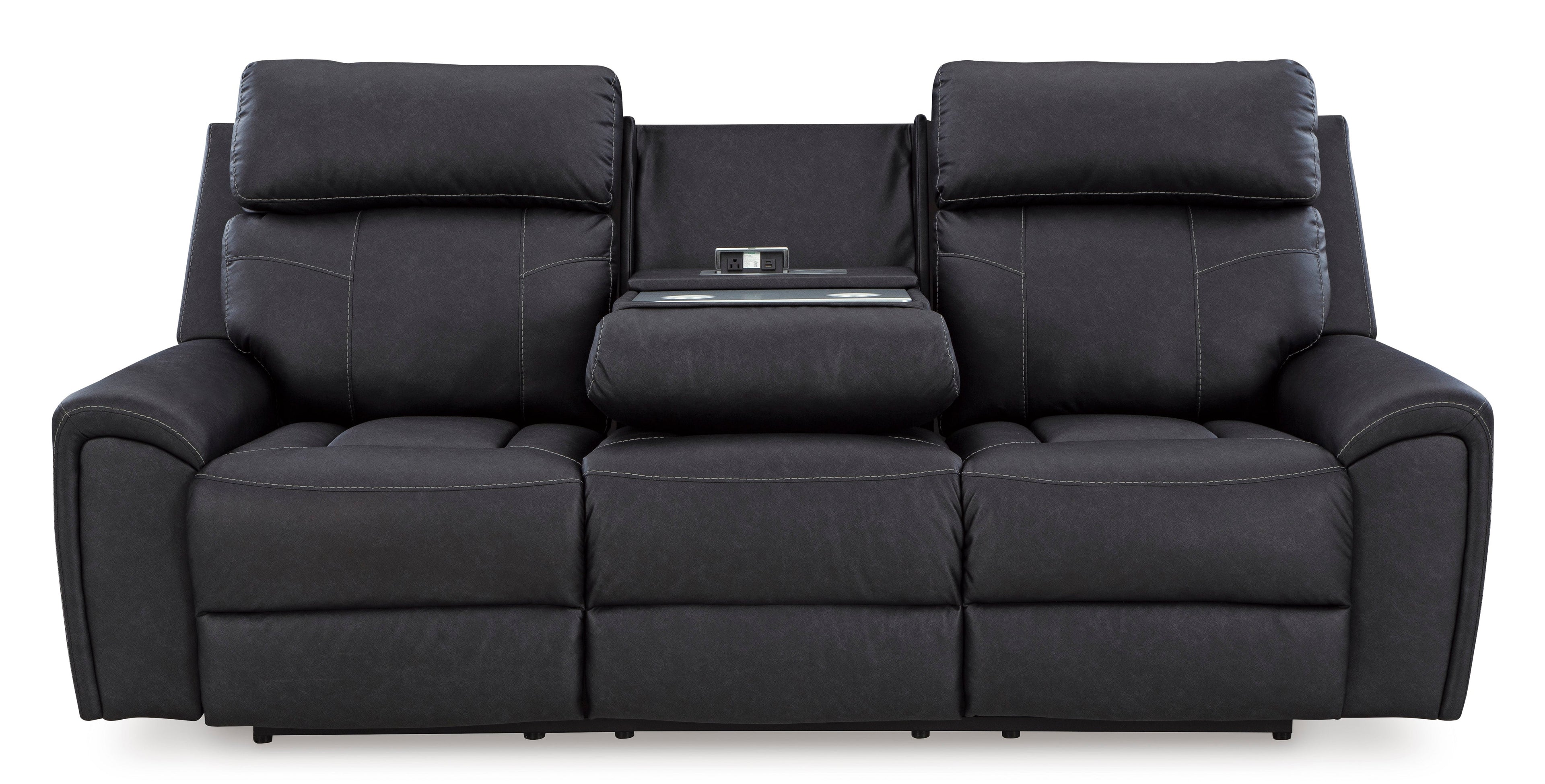 Montacute Black Reclining Sofa w/Drop Down Table