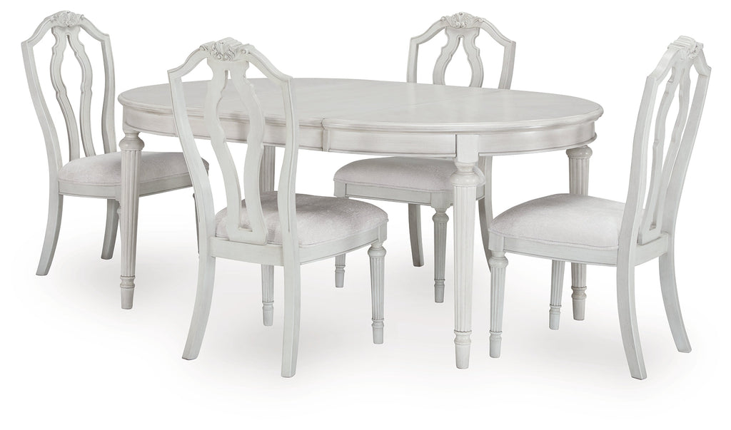 Montelaine Antique White Extension Dining Table and 4 Chairs