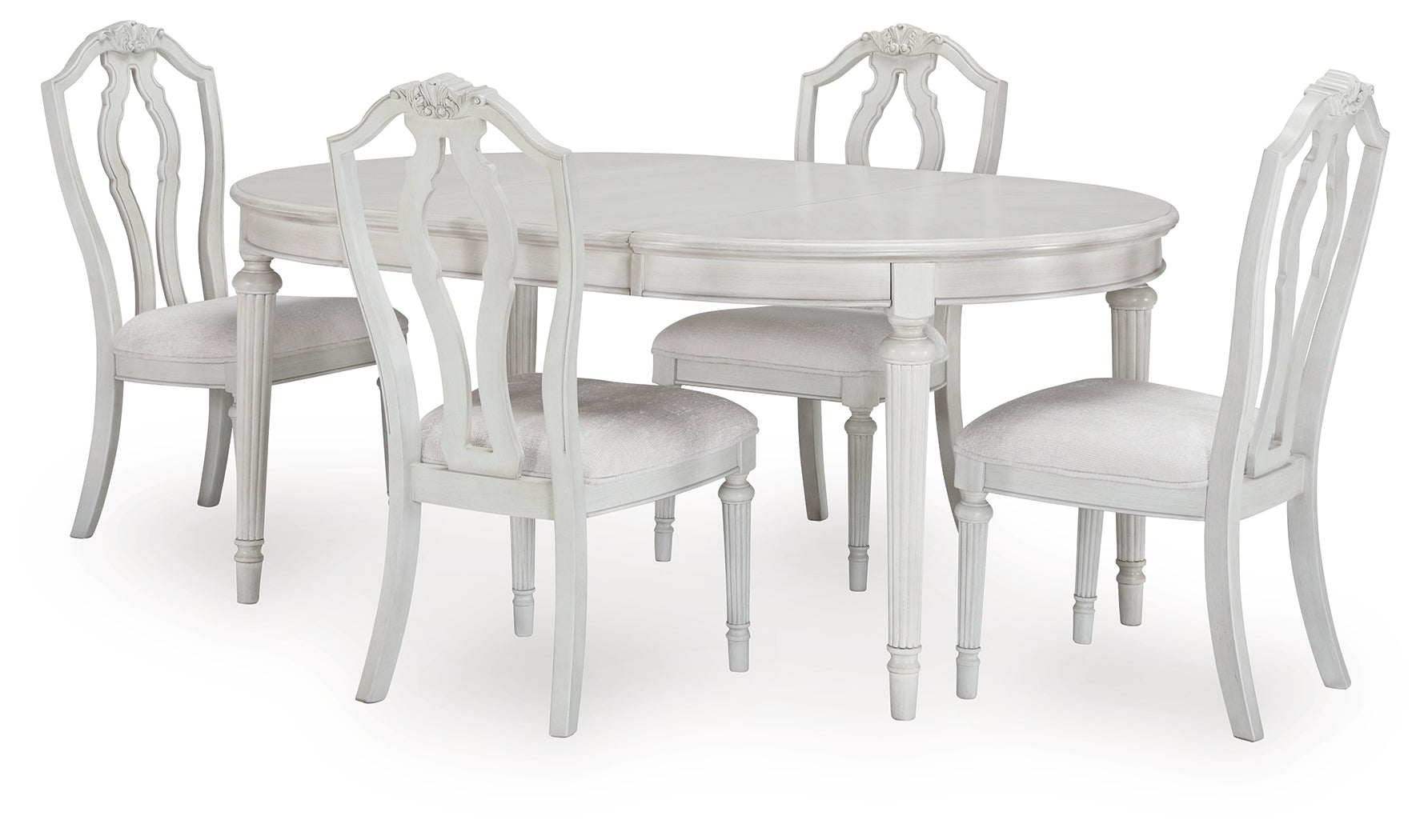 Montelaine Antique White Extension Dining Table and 4 Chairs