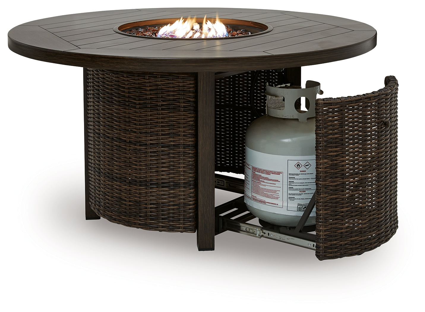 Monterey Point Dark Brown Round Fire Pit Table