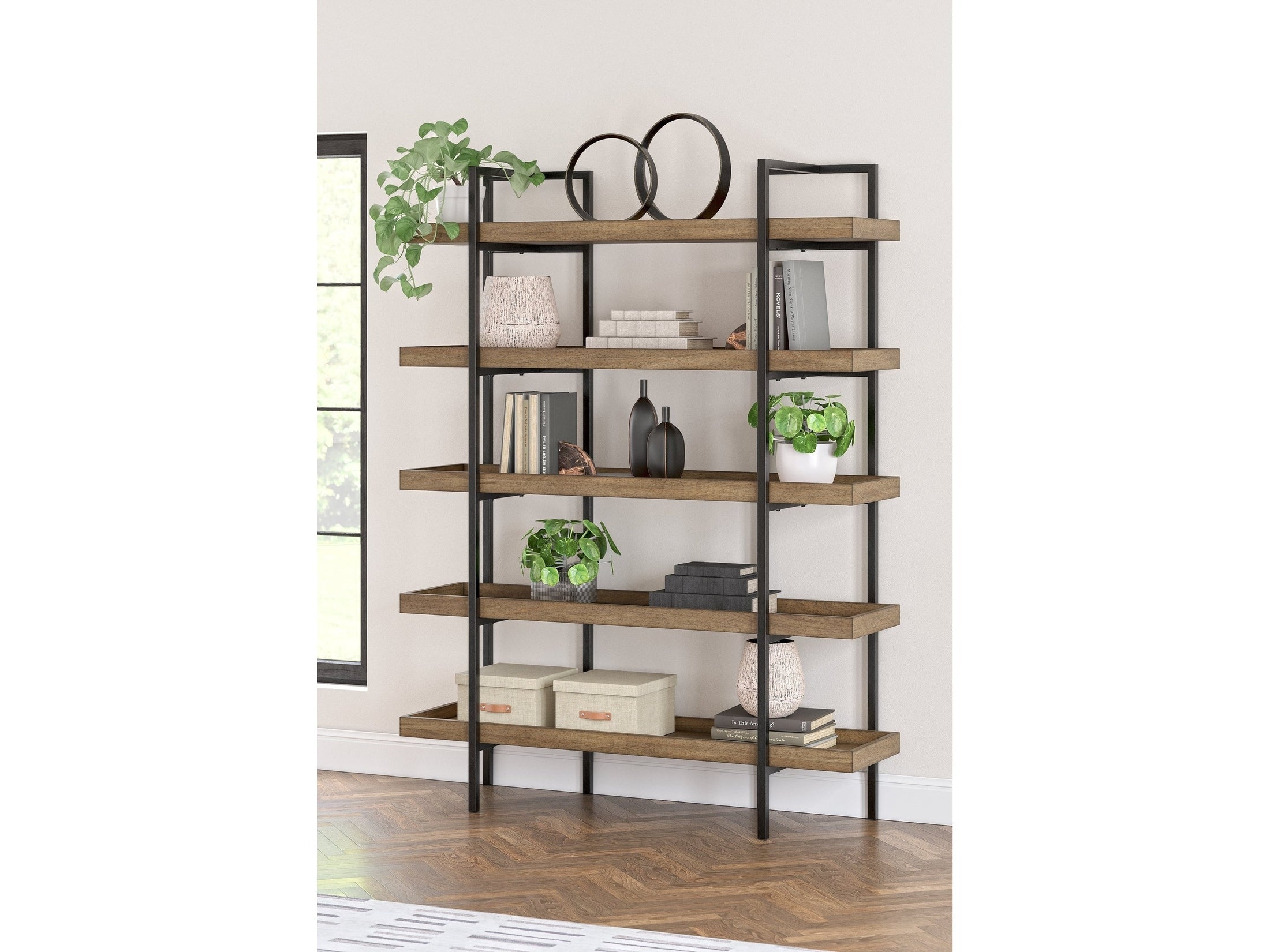 Montia Light Brown 76" Bookcase