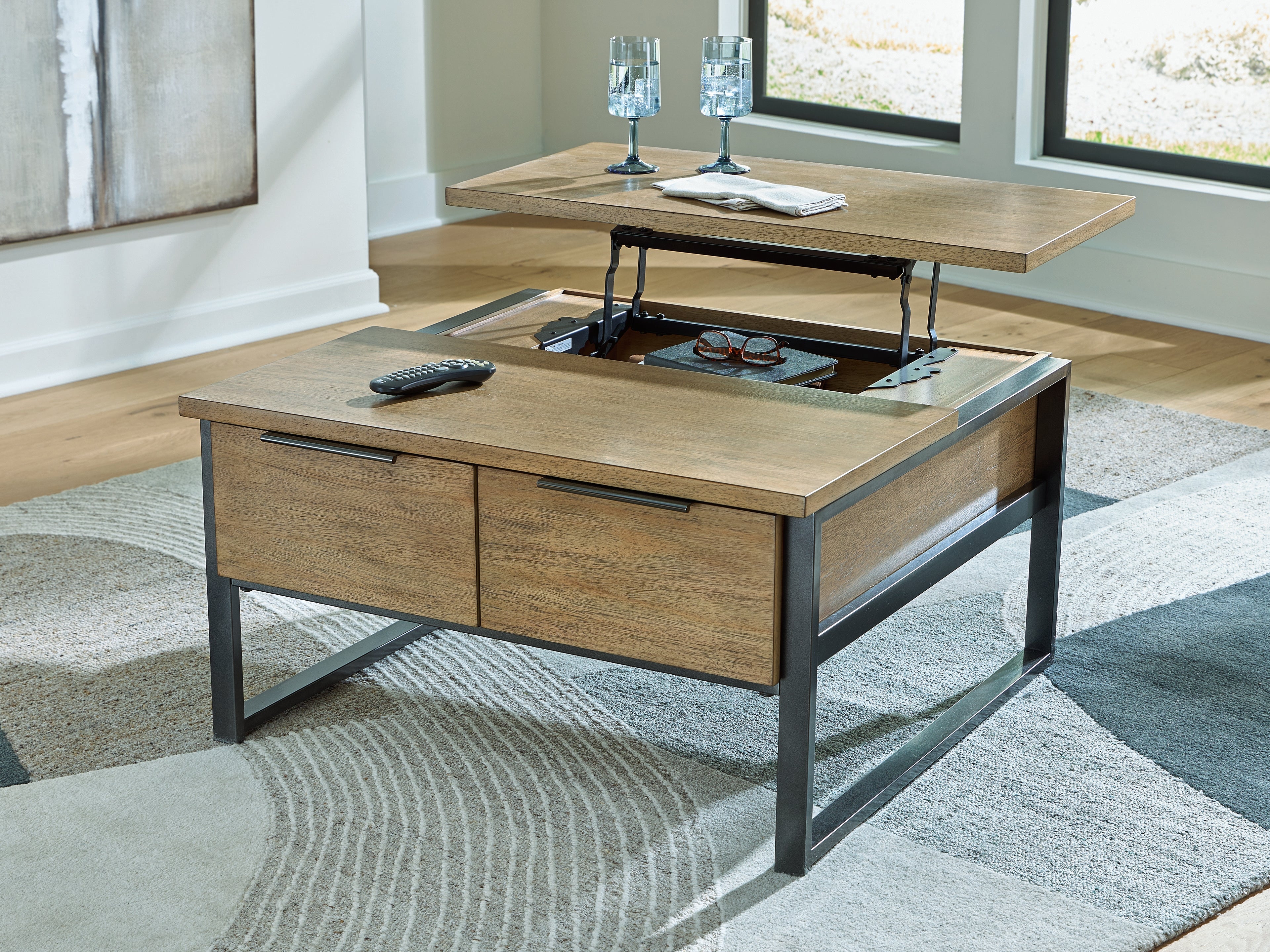 Montia Light Brown Lift-Top Coffee Table