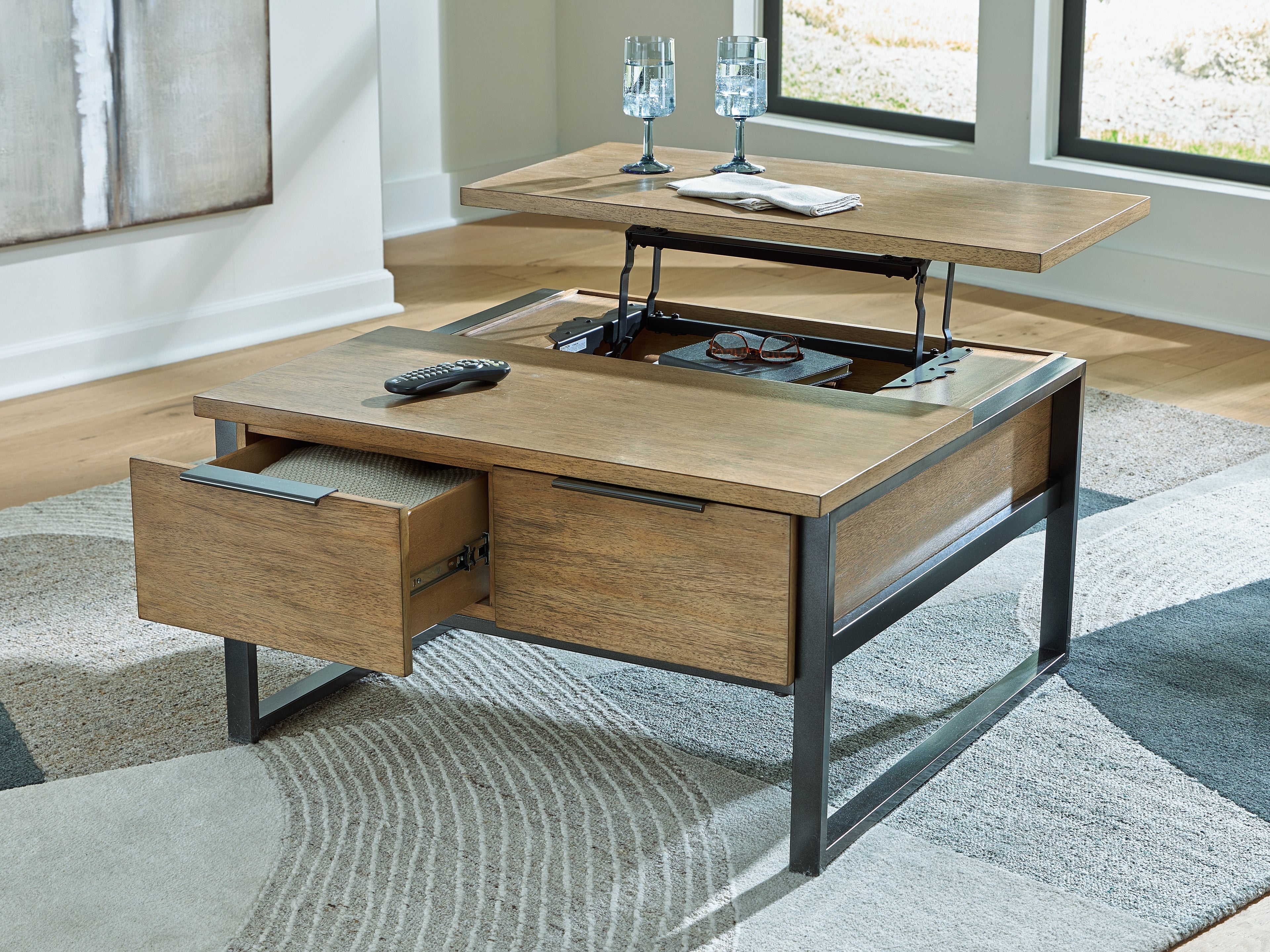 Montia Light Brown Lift-Top Coffee Table
