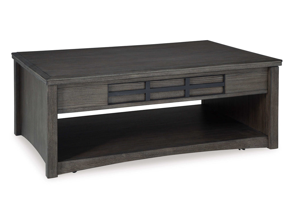 Montillan Grayish Brown Lift-Top Coffee Table