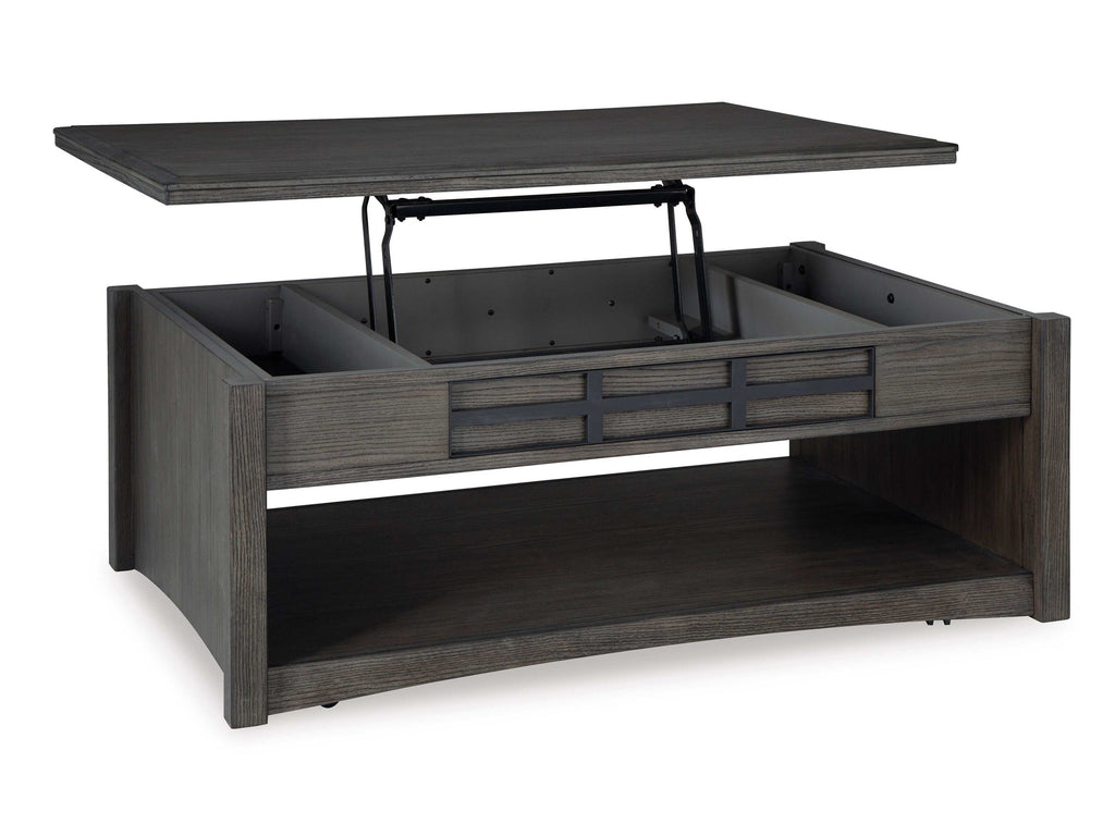Montillan Grayish Brown Lift-Top Coffee Table