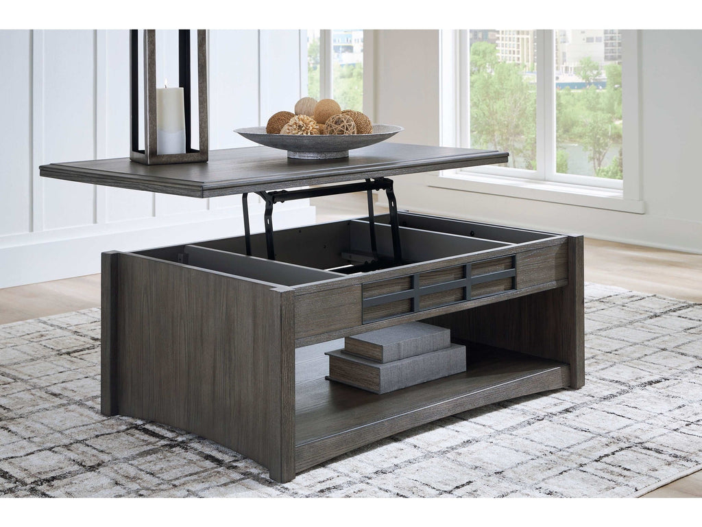 Montillan Grayish Brown Lift-Top Coffee Table