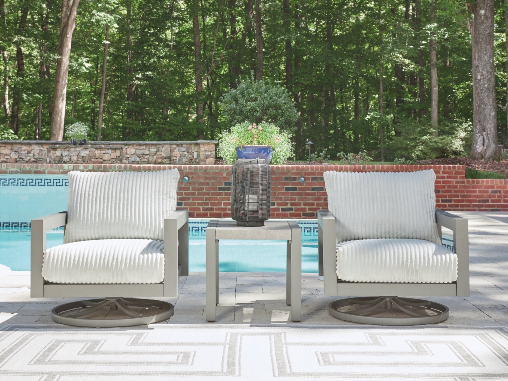 Moonlight Gray Outdoor Swivel Chair with Cushion