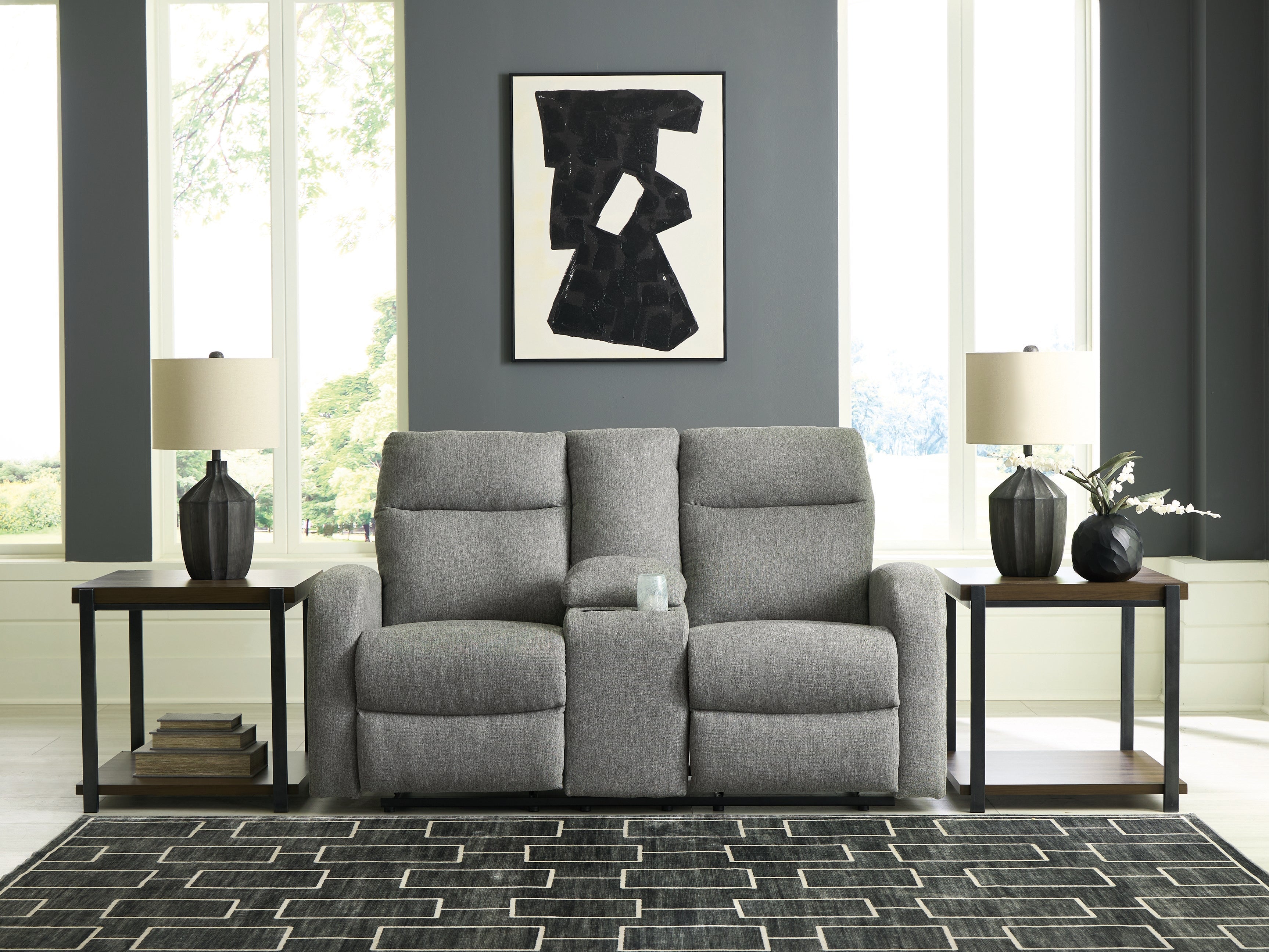 Moreau Place Sterling Reclining Loveseat with Console