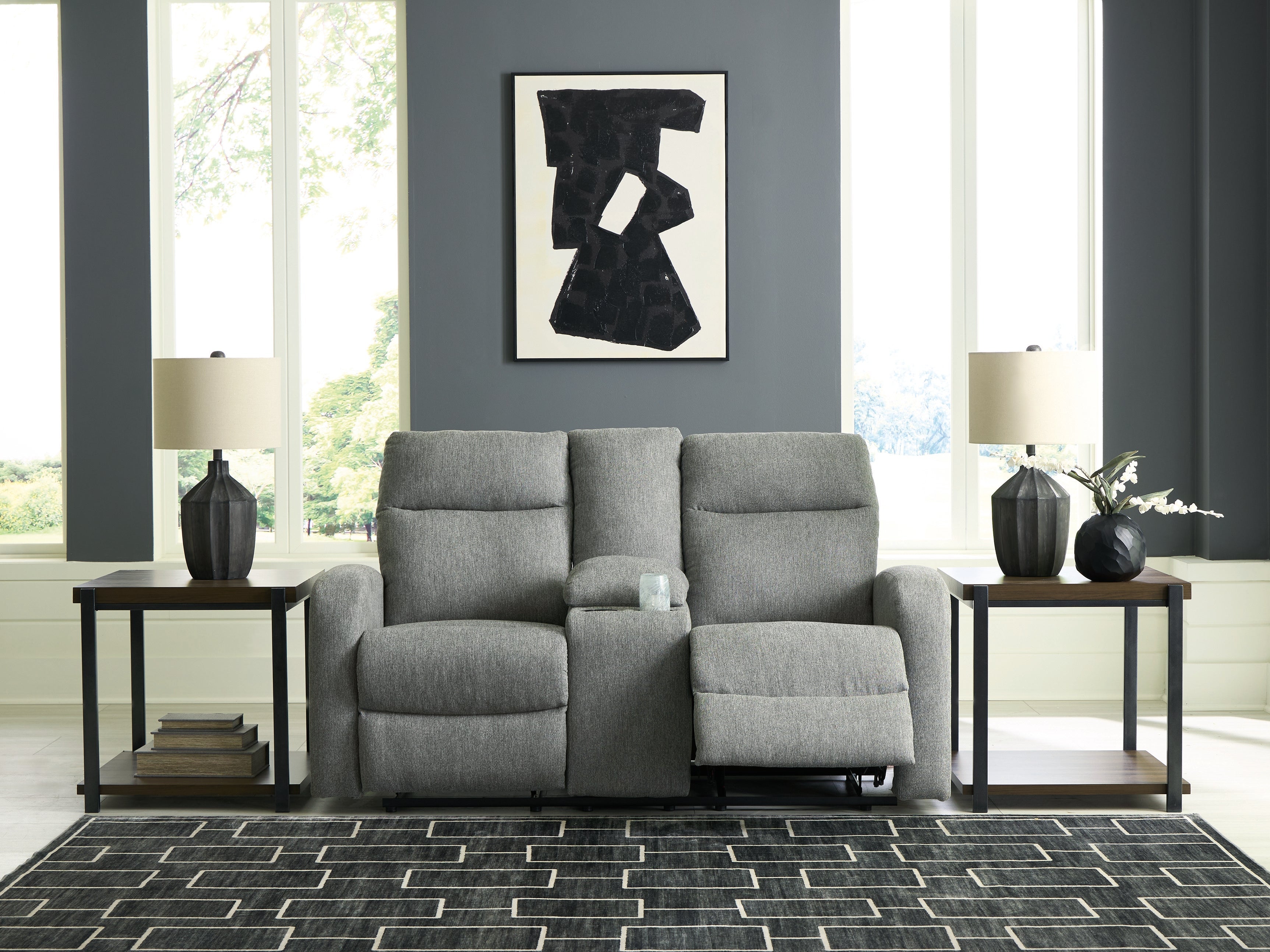 Moreau Place Sterling Reclining Loveseat with Console