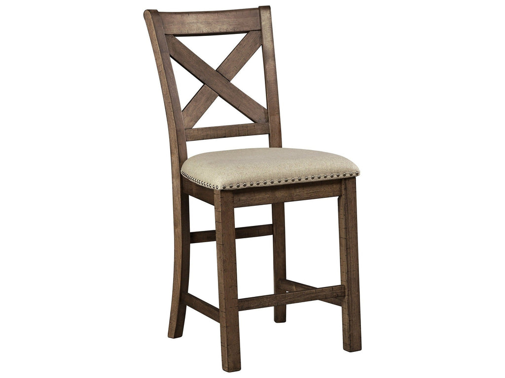 Moriville Beige Counter Height Dining Table and 2 Barstools and Bench