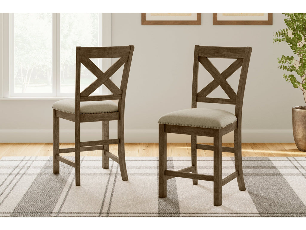 Moriville Beige Counter Height Dining Table and 2 Barstools and Bench
