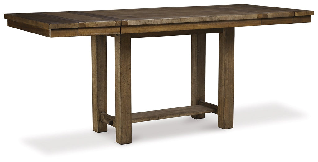 Moriville Beige Counter Height Dining Table and 6 Barstools