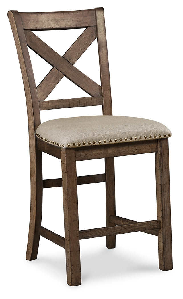 Moriville Beige Counter Height Dining Table and 6 Barstools