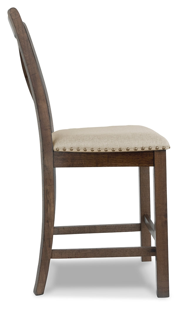 Moriville Beige Counter Height Dining Table and 6 Barstools