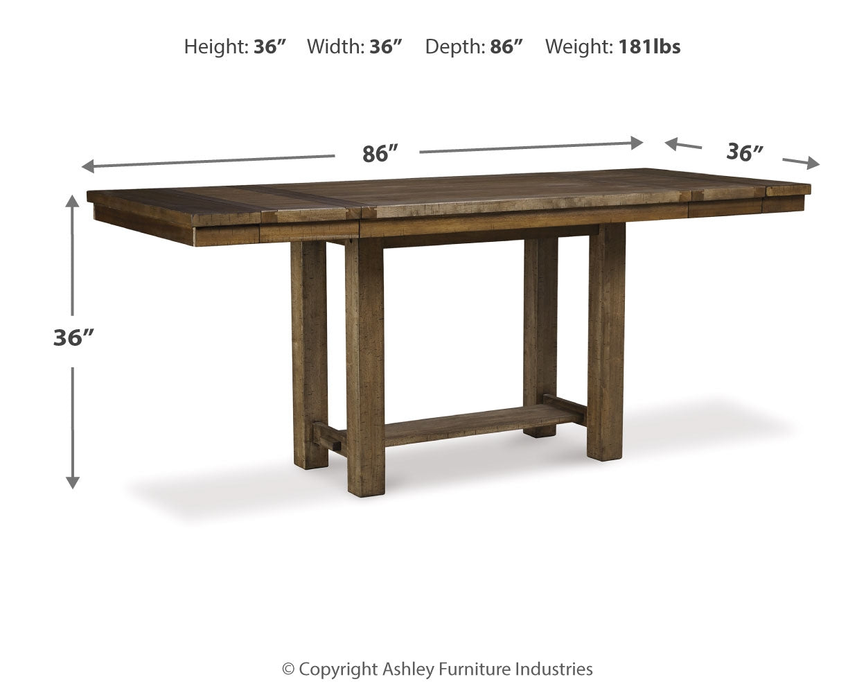 Moriville Beige Counter Height Dining Table and 6 Barstools